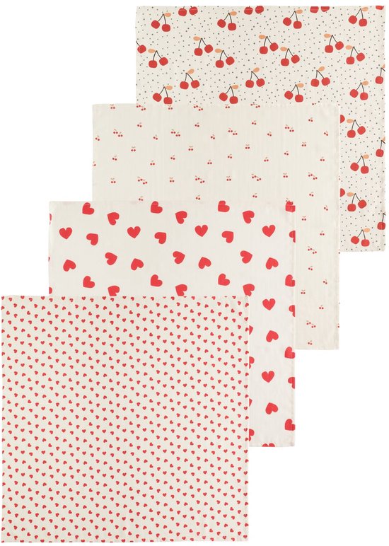 Next - Pasgeboren unisex - Set van 4 babymousseline-doekjes - Rood