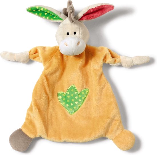 Nici Knuffeldoekje Donkey 25 X 25 Cm Pluche Wit/oranje van NICI