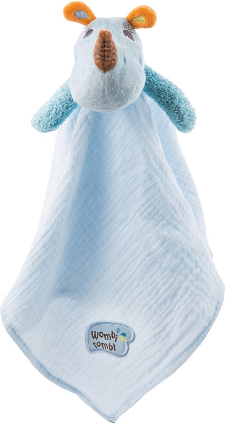 Nici Knuffeldoekje Manuffi Neushoorn 38 X 38 Cm Katoen Blauw van NICI