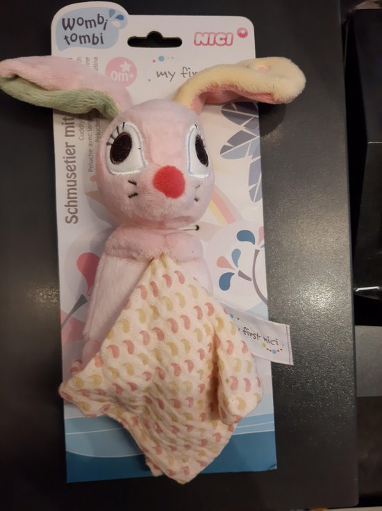 NICI Soft Toy rabbit Hopsali 3D 13cm with muslin cloth