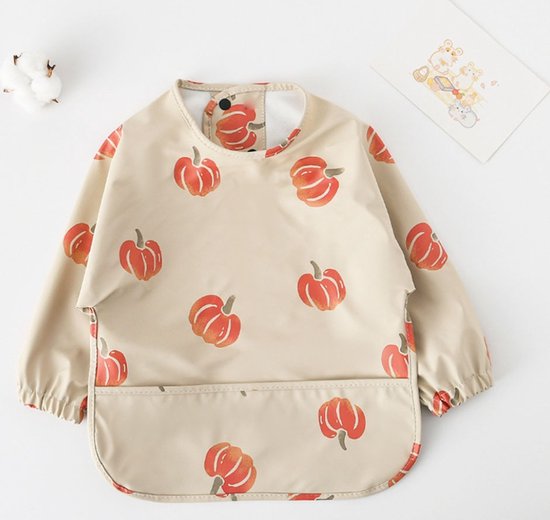 Nieuwe collectie: Nieuwe collectie: Kinderschort met lange mouwen - Waterproof slab - Schilderen - Eten - Knutselen - 6 maanden tot 4 jaar - Pompoen van Lictin