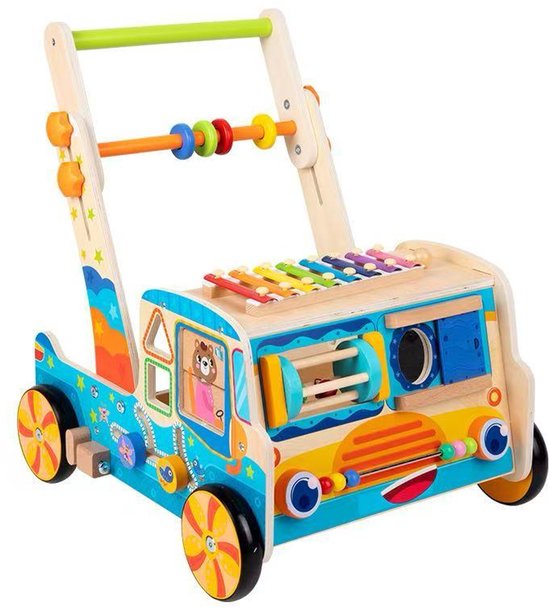 Nieuwe Houten Loopwagen vanaf 1 jaar van best4juniors, Leren Lopen - Baby Walker - Looptrainer, Maak Kennis met Vormen, Educatief Speelgoed, cadeau, Stimuleert Motoriek & eerste Stapjes, van Merkloos