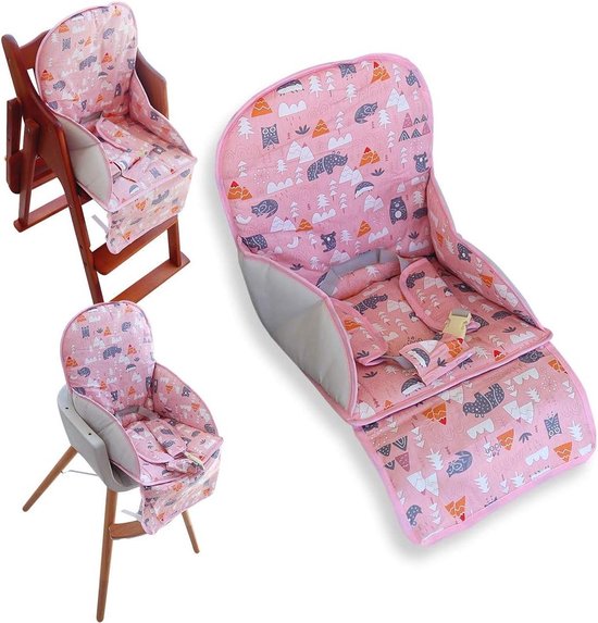 Nieuwe Kinderstoel Zitkussen Ademend Pad met veiligheidsgordel roze dierenpatroon van Clevr
