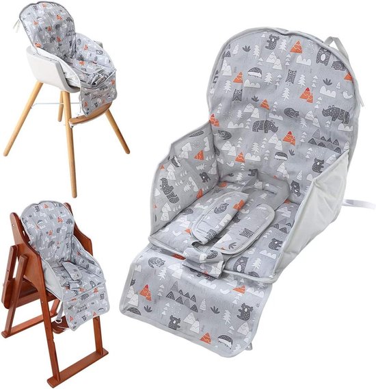 Nieuwe Kinderstoel Zitkussen Film Ademend - Comfortabele Veiligheidsband - Schattig Patroon - Zacht en Comfortabel - Grijs Dierenpatroon van Yoofoss