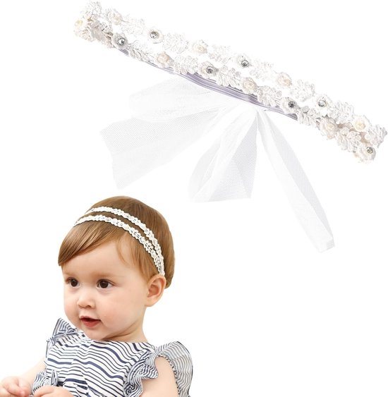 Nieuwe titel: Schattige Haarband voor Pasgeboren Meisjes - Lacy Haaraccessoire voor Doop, Verjaardagen en Cadeaus, Perfect voor Babyshower en Feestjes van Merkloos