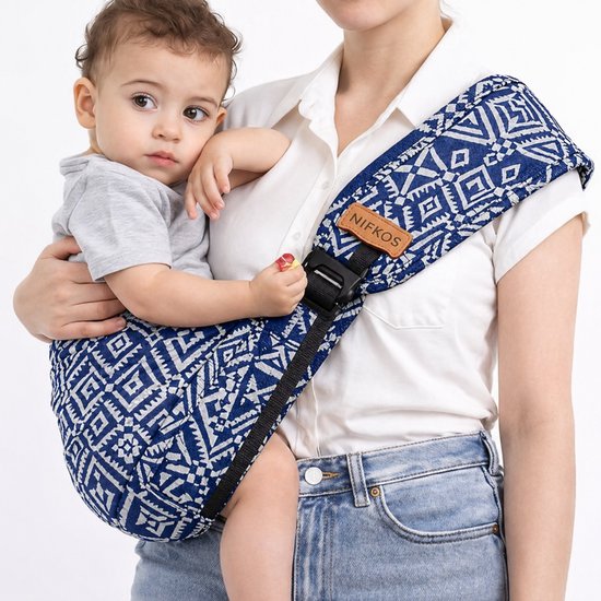 Nifkos - Ergonomische Baby Draagzak Wit/Blauw - Premium Peuter Carrier - Hoge Kwaliteit van Merkloos
