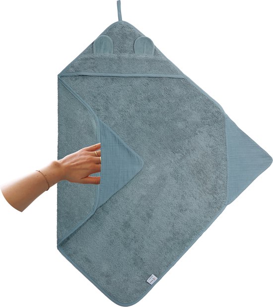 Nifty 2-in-1 Badcape - Badstof met hydrofiel - Badcape baby - Badcape 100x100 - Blueberry van Nifty
