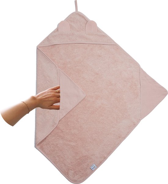 Nifty 2-in-1 Badcape - Badstof met hydrofiel - Badcape baby - Badcape 100x100 - Blush van Nifty