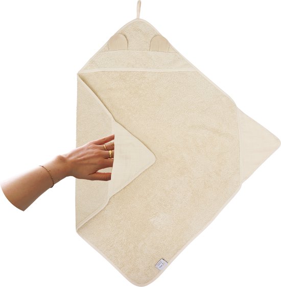 Nifty 2-in-1 Badcape - Badstof met hydrofiel - Badcape baby - Badcape 100x100 - Zand van Nifty