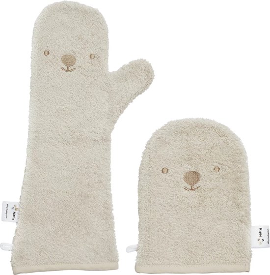 Nifty - Baby Shower Glove, The Original/Lange Washand met Washandje - Washandjes - Baby Washandje - Combi deal - Vanille van Nifty