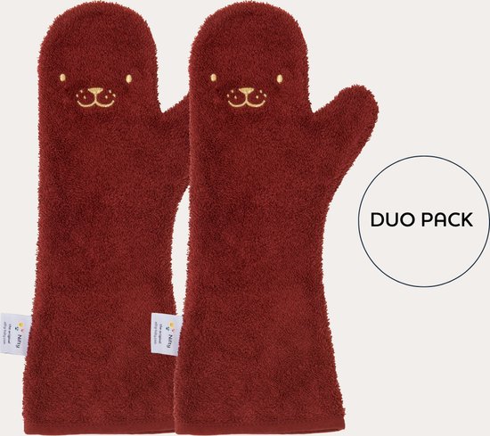 Nifty - Duo Pack Baby Shower Glove, The Original/Douche Washandje/Lange Washand - 1+1 Gratis - Washandjes - Baby Washandje - Glamour Red van Nifty