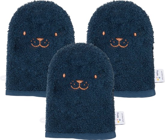 Nifty Washandjes - Baby Washandjes - Set van 3 - Dier - Petrol van Nifty