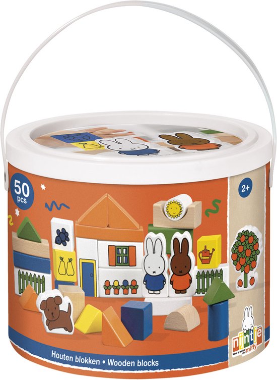 Nijntje blokkenton, houten blokken in opbergton - educatief speelgoed - peuter, kleuter - Bambolino Toys van Nijntje