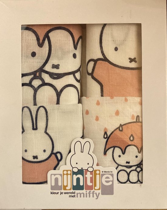 Nijntje geschenkset meisje 2 luiers en 2 monddoekjes hydrofiel van Nijntje
