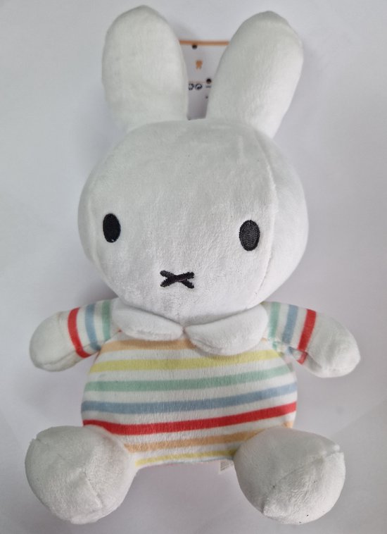 Nijntje - knuffel - 25 cm - gestreept shirt - wit - met belletje van Nijntje