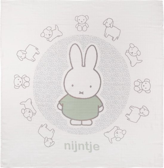 Nijntje Multidoek Hydrofiel XL - Swaddle - Inbakerdoek - 120x120 - Groen van Nijntje