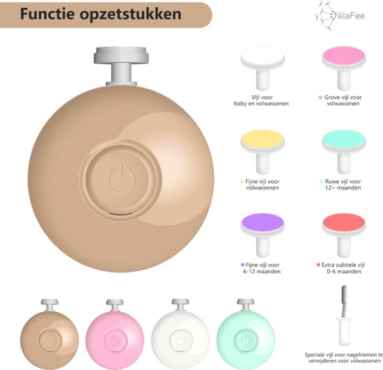 NilaFee - Electrische Baby Nagelvijl - 7 Vijlen - Incl. Batterij - Baby Nagelknipper - Manicureset Baby - Nagelschaartje - Zand van NilaFee®