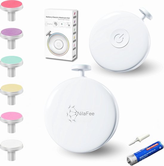 NilaFee - Electrische Baby Nagelvijl - Inclusief Batterijen - Manicureset - Verzorgingsset - Nagelschaartje - Wit van Merkloos