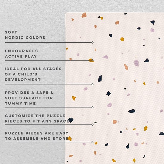 NilaFee™ - Speelkleed - Speelmat - Kruipmat - Puzzelmat - Baby - Foam - 120 x 180 cm - Uitbreidbaar - Yoga mat - Fitnessmat - Vloerbeschermer - Terrazzo Pink van Merkloos