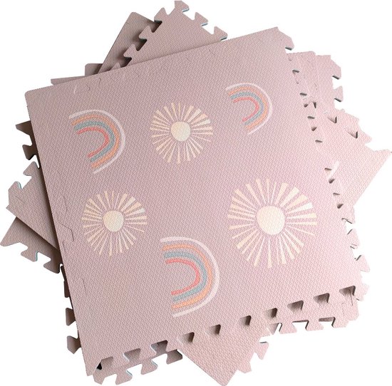 NilaFee® - Speelkleed - Speelmat - Puzzelmat - Baby - Foam - 120 x 180 cm - Uitbreidbaar - Yoga mat - Fitnessmat - Vloerbeschermer - Rainbow Pink