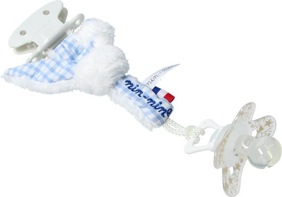 Nin Nin knuffel Spenenkoord 20 cm Blauw Wit van Nin Nin