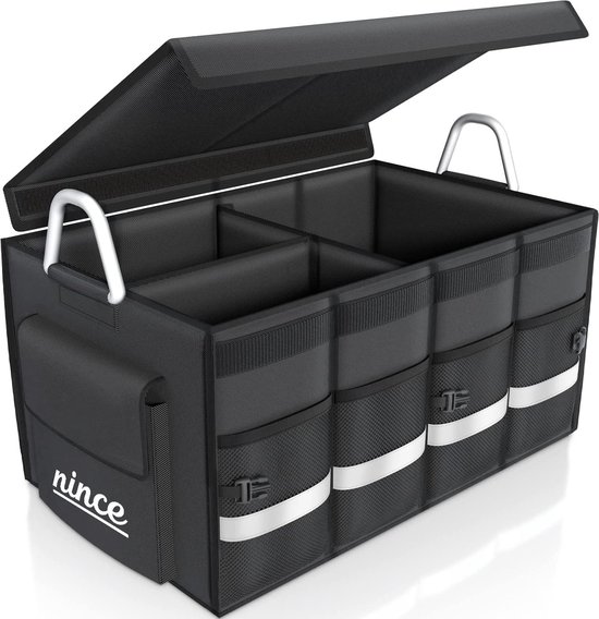 Nince Kofferbak Organizer - 63L Waterdicht Opvouwbaar - Zwart - Kofferbak Tas - Stayhold - van Nince