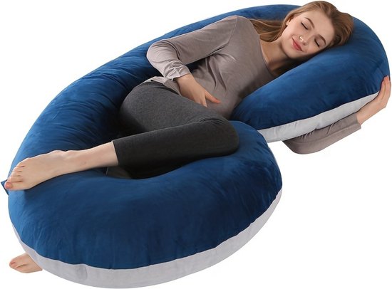 Nivard Zwangerschapskussen - Zijslaapkussen - Lichaamskussen - Pregnancy Pillow - Maternity Pillow - Zwangerschapskussen XXL - Blauw van Nivard