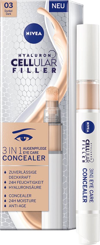 NIVEA Cellular Serie - Hyaluron 3-in-1 Oogcontourcreme - Donkere Kleur - Verbergt En Verlicht
