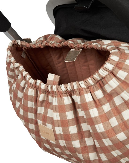Nobodinoz Hyde Park Opbergtas - Voor kinderwagen - Terracotta Controles - 50x42x10cm van Nobo