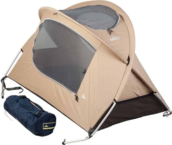 NOMAD® Baby Tent Campingbedje | 118x68x75 cm | Babytent / Peuter Slaaptent / Strandtent | Incl opberghoes | Beige | Lichtgewicht & Compact | Snel op te zetten van NOMAD