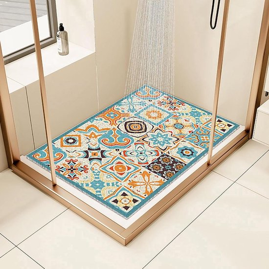 Non-slip Shower Mat PVC Shower Mat Tile Pattern Non-Slip Soft and Comfortable Shower Mat Non-Slip for Wet Rooms Anti-Mildew High Water Permeability B,100x100cm