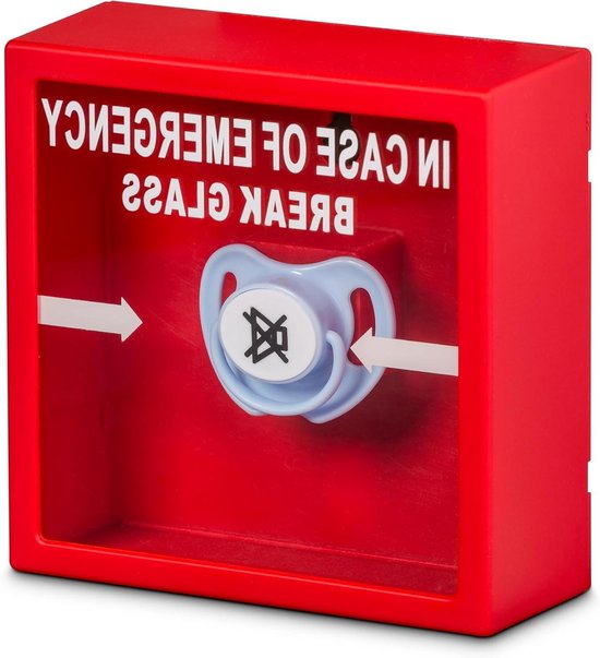 Noodlijst Baby - Cadeau Ouders - Humoristisch Cadeau - Met Nep Fopspeen - 14 x 14 cm - Rood