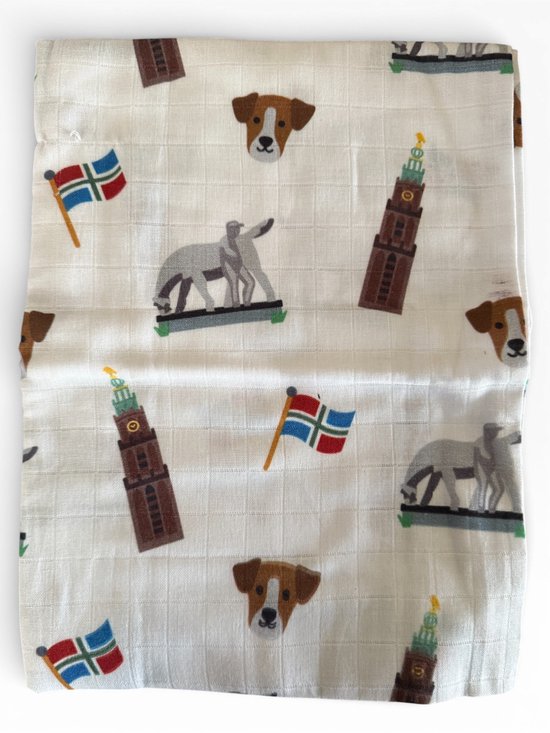 Noox City Kids hydrofiele swaddle XL 105x105 cm – Groningen print – katoen – kraamcadeau van NOOX City Kids