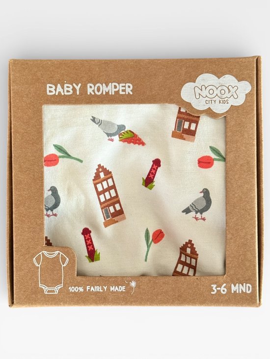 Noox Kids x Liefkleintje Amsterdam Baby Rompertje – “Welkom in Amsterdam” – Katoen – Unisex - kraamcadeau van Noox Kids