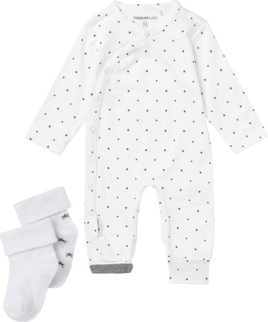 Noppies Unisex set(3delig) Boxpak Wit met sterren met 2 paar sokjes - Maat 74 van Noppies