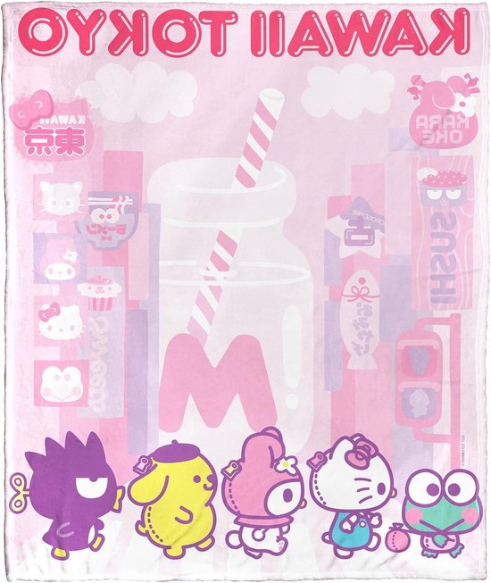 Northwest Silk Touch Throw Blanket, 50 x 60 inches, Hello Kitty - Kawaii Tokyo