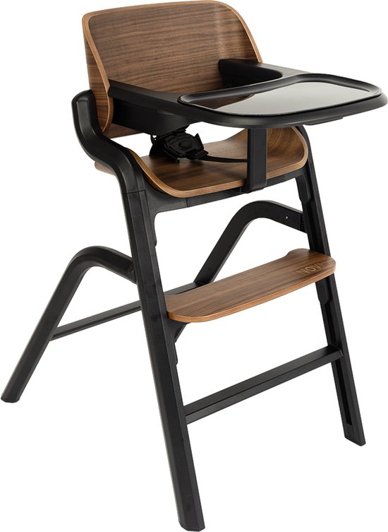 Novi at Home® Curve Premium Kinderstoel - Walnut/Zwart - Te gebruiken tot 100 kg - Verstelbare rugleuning, voetensteun en hoogte van Novi at Home
