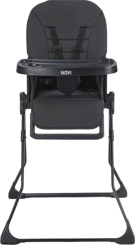Novi at Home Mila Kinderstoel - Zwart Melange - Inclusief eetblad - Eenvoudig inklapbaar van Novi at Home