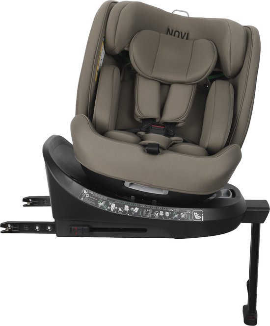 Novi Baby David 3.0 Premium Autostoel - I-Size - 360° draaibaar - Donker Taupe - Geschikt vanaf de geboorte tot 150 cm