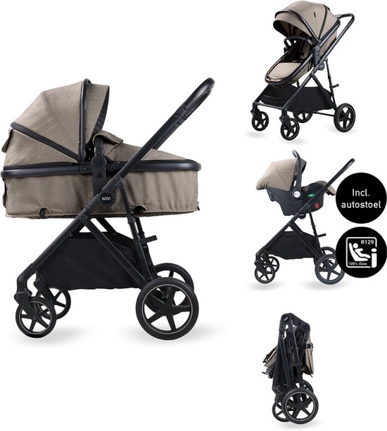 Novi Baby® Jaxx 3-in-1 Kinderwagen - Hazel Melange - inclusief Autostoel van Novi Baby®