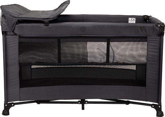 Novi Baby® Kiki Luxe - Campingbed - Donker Grijs - reisbed - Inclusief transporttas - Inclusief verschoonblad - Inclusief bodemverhoger van Novi Baby®