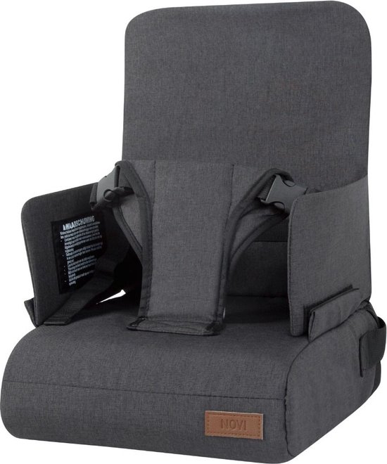Novi Baby® Maddy Stoelverhoger - Black Melange - Inclusief bevestigingsriem van Novi Baby®