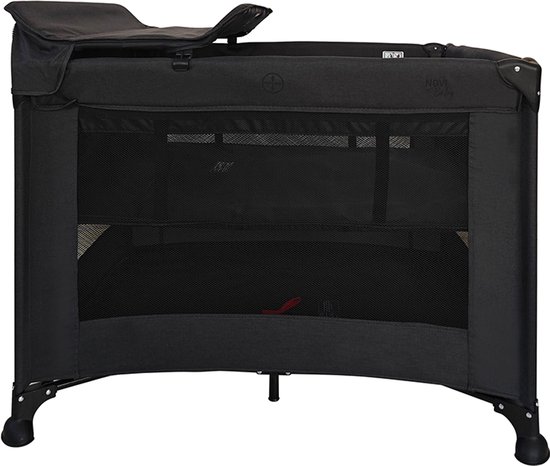 Novi Baby® Nolan Luxe Air+ Campingbed/Box - Zwart Melange - Compact inklapbaar campingbed - Inclusief transporttas van Novi Baby®