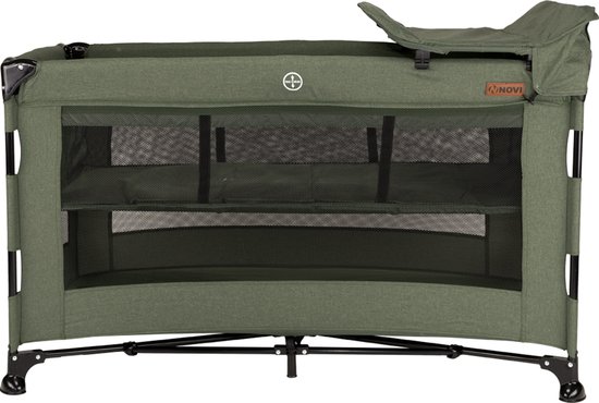 Novi Baby® Nora Luxe Campingbed - Groen/Zwart - reisbedje -Inclusief bodemverhoger - Inclusief verschoonblad - Inclusief transporttas van Novi Baby®
