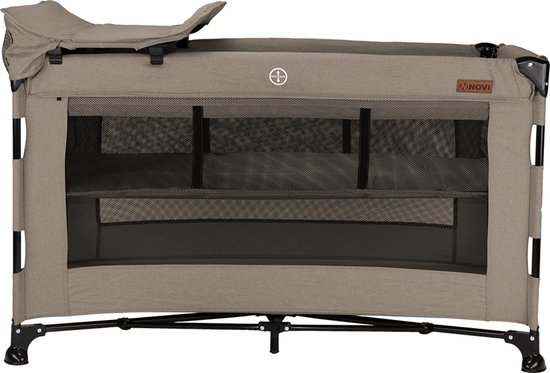 Novi Baby® Nora Luxe Campingbed - Hazel/Zwart - reisbed - Inclusief transporttas - Inclusief verschoonblad -Inclusief bodemverhoger van Novi Baby®