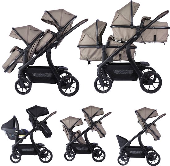 Novi Baby Pacific Duo Premium Kinderwagen - Hazel - geschikt voor 2 kinderen - te gebruiken als Bolderkar van Merkloos