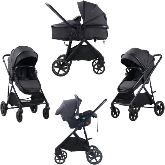 Novi Jaxx V2 3-in-1 Kinderwagen - Met Autostoel Groep 0+ - Reiswieg & Buggy Functie - Compleet Reissysteem van Novi