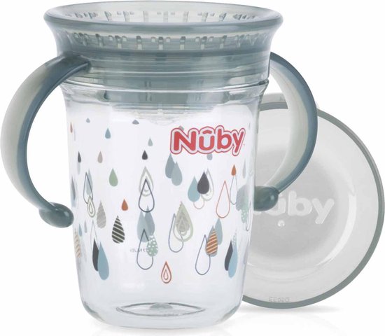 Nuby 360° Wonder Cup met Handvatten in Tritan 6+m Grijs 240 ml van Nûby