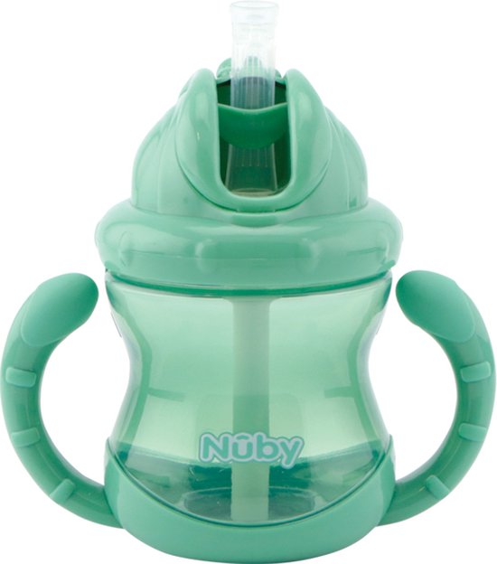 Nûby Antilekbeker Flip-It Met Handvatten Groen 240ml 12mnd+ van Nûby