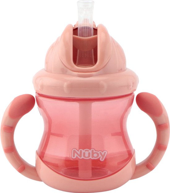 Nûby Antilekbeker Flip-It Met Handvatten Roze 240ml 12mnd+ van Nûby